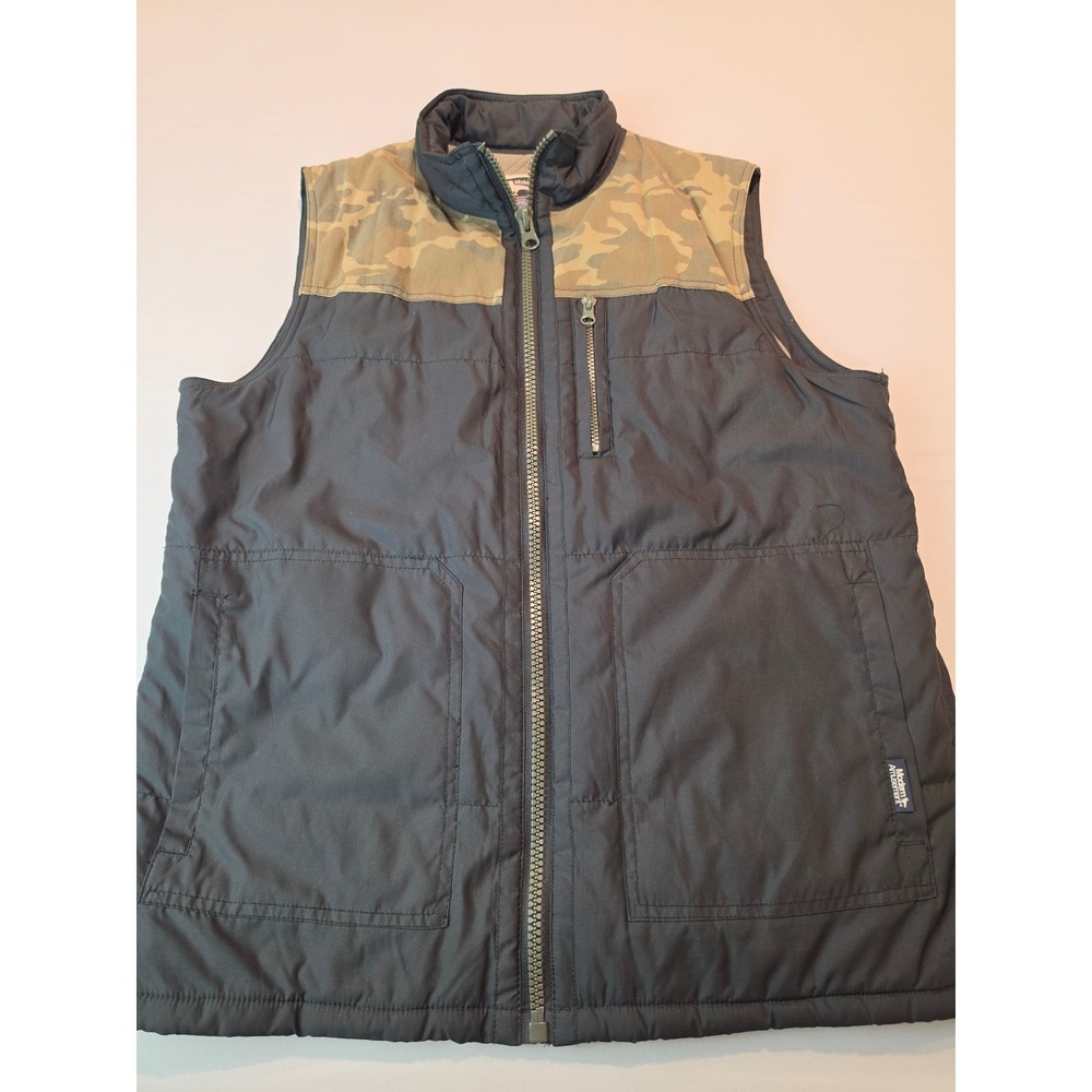 Modern Amusement Mens Puffer Vest Black Camo Yoke Quilted Lining Mock Neck M